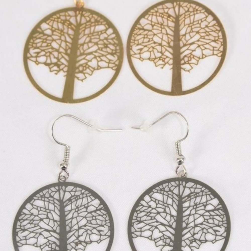 Beautiful Tree of Life Dangle Earrings Silver Laser cut  hypoallergenic earwire…